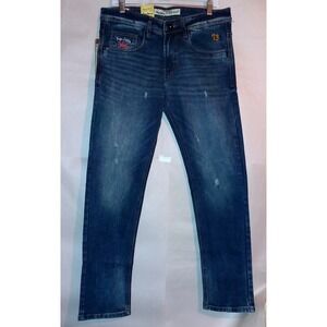 NWT Men's 80s DeadStock Distressed Straight Leg Medium Wash Jeans Size 34X31